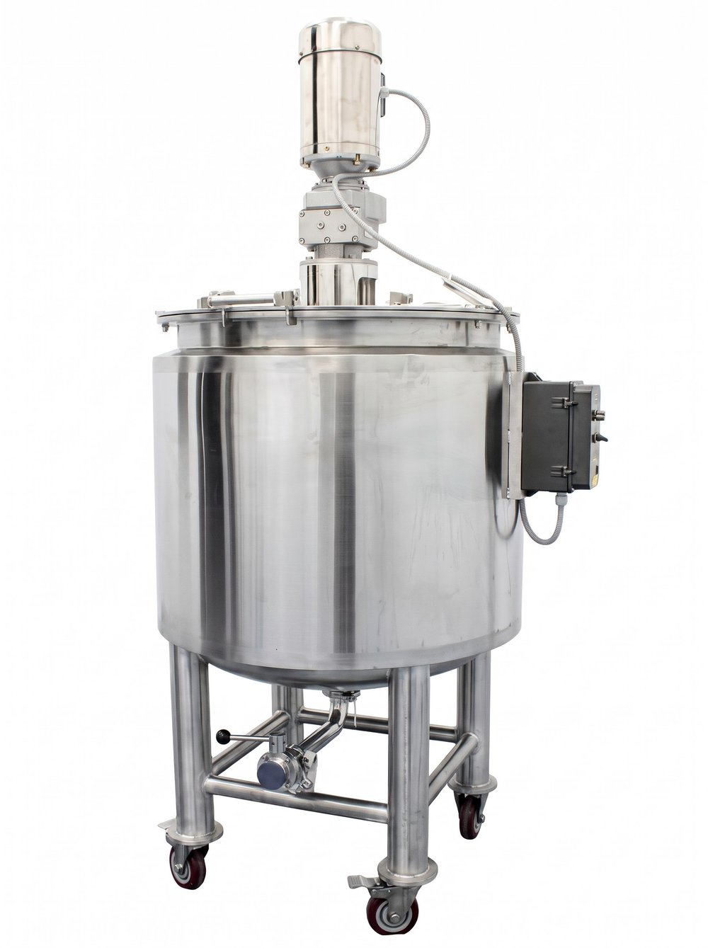 Stainless steel mixing tank with agitator
