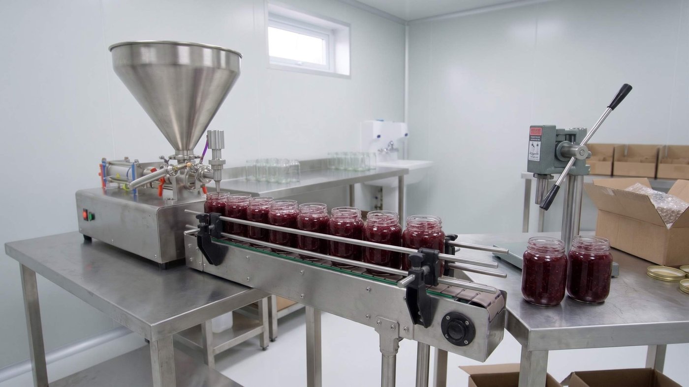 Jam, hot sauce and paste filling machine
