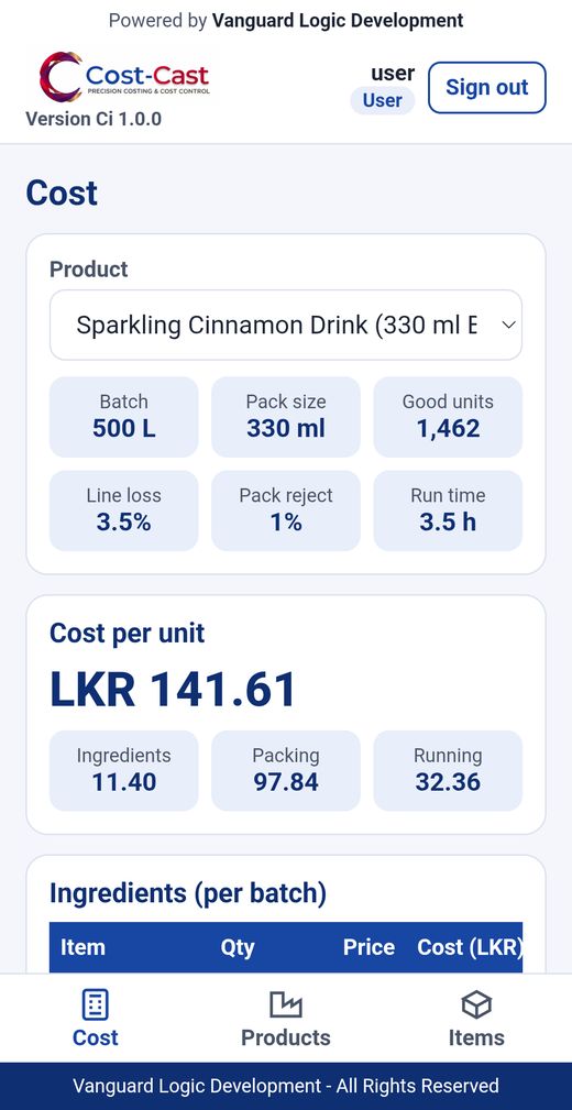 Cost-Cast Ci screen